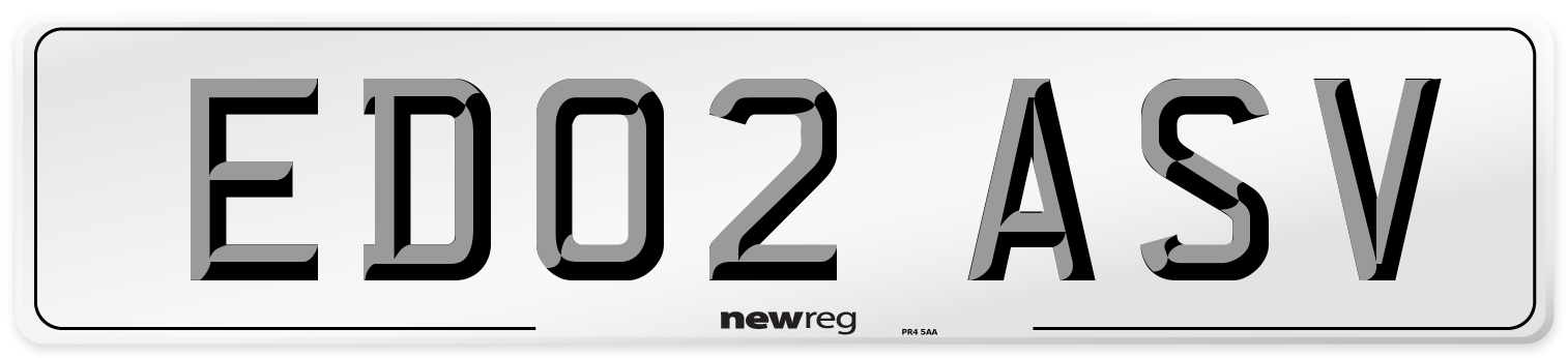 ED02 ASV Number Plate from New Reg
